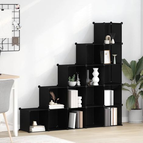 Regalsystem mit 15 Würfeln Schwarz PP