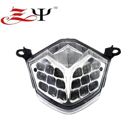 Compatible avec les motos Kawasaki ZX10R (2008-2010) : feu arrière à LED avec clignotants et fonction stop modifiés – transparent (1/5)
