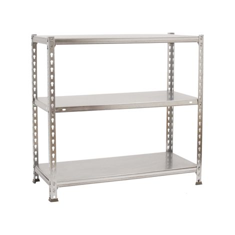 Scaffale in metallo Simon Rack senza viti colore galvanizzato 3 ripiani 900x800x300 mm Made in Spain