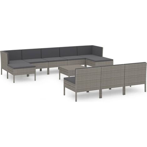 Maison Exclusive - 11-tlg. Garten-Lounge-Set mit Auflagen Poly Ra