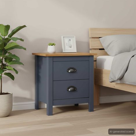 vidaXL Comodino Hill Grigio 46x35x49,5 cm Legno Massello di Pino