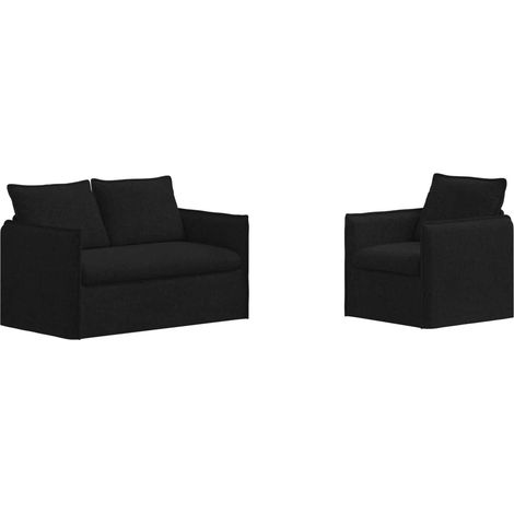 Ensemble de Canapés 2 pcs  Salon de jardin Noir 136 x 82 x 85 cm Tissu