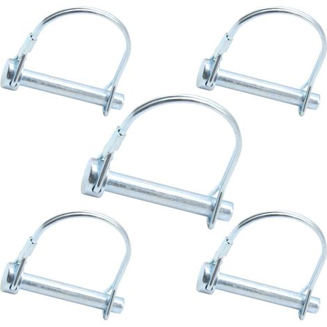 Lot de 5 goupilles de verrouillage 8 mm x 50 mm Goupilles pliantes tubulaires avec fermeture à encliquetage galvanisée pour remorque, camion, tracteur, benne, ferme, tondeuse à gazon (1/5)
