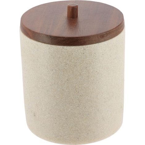 Baumwolldose aus polyresin deckel akazie - natur akazie - Tendance (1/4)