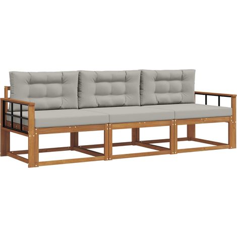 Conjunto de sofás de exterior 3 pcs Gris Natural y Claro vidaXL (1/5)