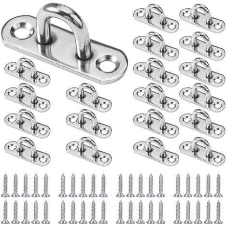 20 Pcs Crochets De Plafond En Forme U, Crochet Inox, Pontet Inox, Base 15 X 45mm, Support Mural Plaques À Œil Pour Fixer Les Cordons Sur Bateau, Yoga, Les Lustres, Quincaillerie (1/4)