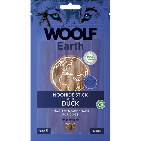 Bâtonnets à friandises pour chiens Woolf Earth Noohide, taille S, canard, 90 g (1/2)
