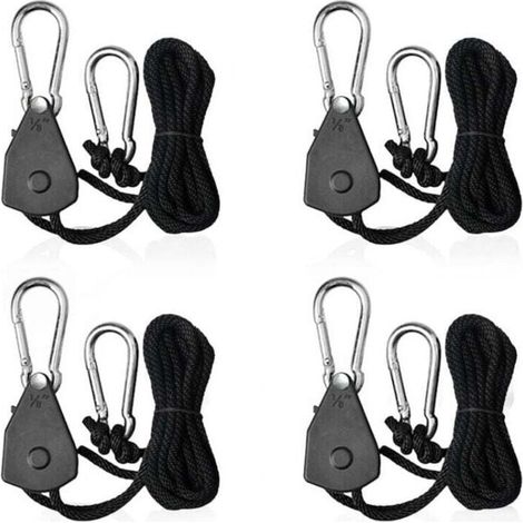 4pcs Adjustable Ratchet Ropes with 1/8 Hooks Ratchet Tensioner Rope for Awning Lamp or Plants MUMU (1/4)