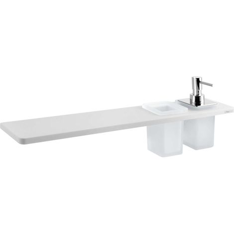 Sapho Abeline - Ablage mit Seifenspender und Gläsern, 50 cm, weiß matt/verchromt AE502-0101-02