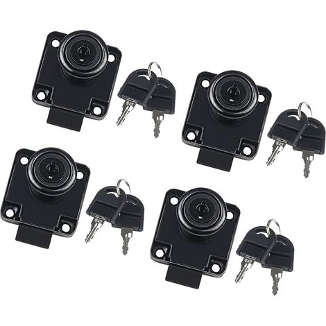 Lot de 4 serrures de tiroir de sécurité avec serrures de rechange pour meubles de bureau, boîte aux lettres, armoire de sécurité avec (1/4)