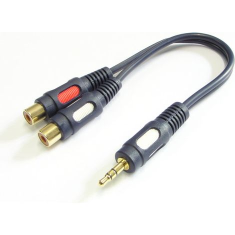 Adaptateur jack 3,5 mm - 2 prises RCA, forme en goutte d'eau, 0,2 m