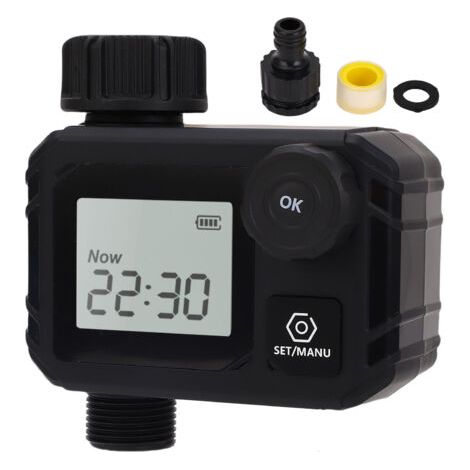 Minuteur d'arrosage IP55 étanche à la pluie, système d'arrosage automatique différé, programmable pour tuyau d'irrigation de jardin (1/5)