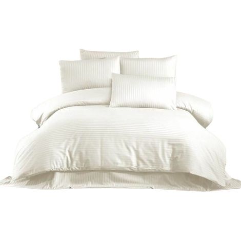 Set di biancheria da letto - 1 copripiumino 220 x 240 cm + 2 federe 60 x 60 cm - 70% poliestere, 30% cotone - Crema (1/5)