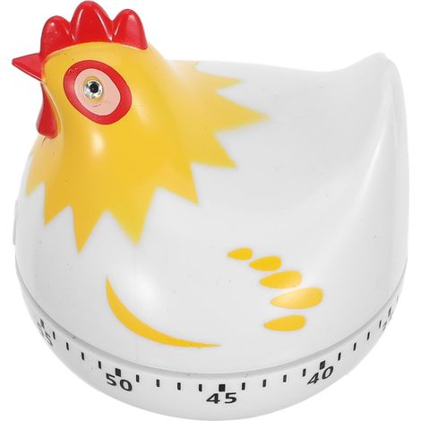 Minuteur Poule en Plastique Mécanique Blanc Cuisine (1/5)