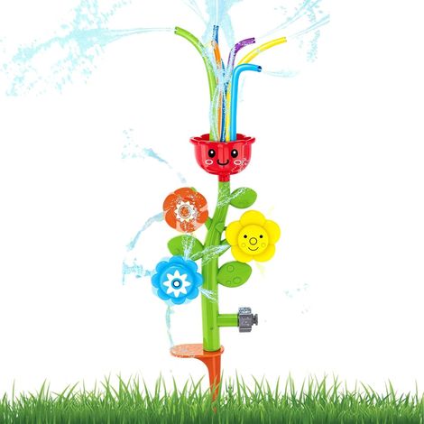 Arroseur en forme de fleur JeiibrZui - 30 cm - 1 pièce - Rouge - Jet d'eau rotatif pour enfants - Jouet d'extérieur sûr - Jardin et pelouse (1/5)