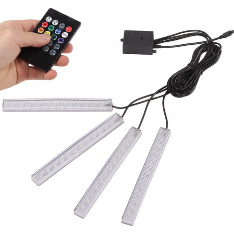 Multifunktionale 4-zeilige LED-Ambientebeleuchtung für den Fahrzeuginnenraum mit Mikrofon, universelle farbige Fußraumbeleuchtung für den Fahrgastraum (1/5)