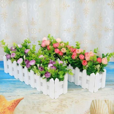 Roses Artificielles - Clôture Décorative avec Pot - Plantes en Pot Réalistes pour Intérieur et Extérieur - Bonsaï Artificiel - 1 Pièce (1/5)