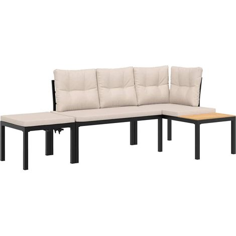 Maison Exclusive - Gartenbank-Set 3-tlg. Schwarz Pulverbeschichte