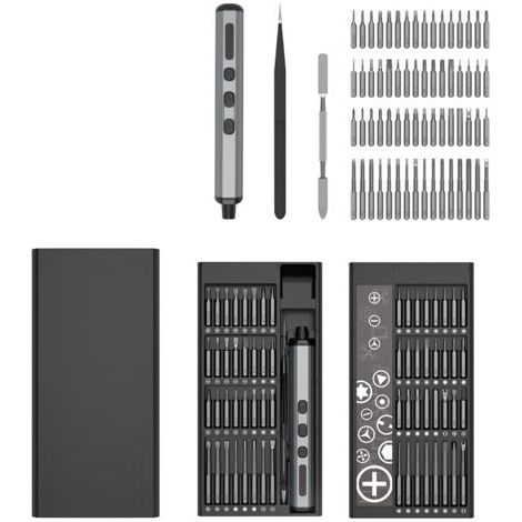 Jeu de tournevis électriques, tournevis sans fil 68 en 1 avec 64 embouts magnétiques en acier S2, couple 5 vitesses, kit de tournevis de précision pour la réparation de téléphones, ordinateurs portabl (1/5)