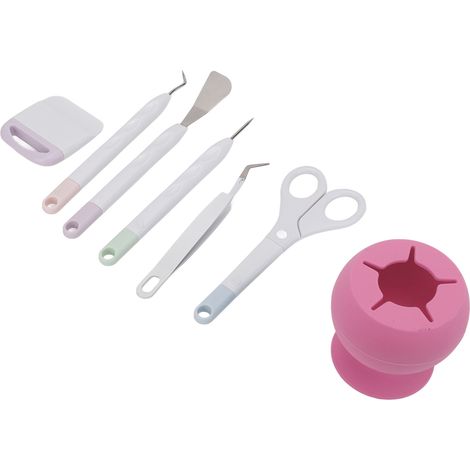 DIY Craft Tools Easy Operation Crafting Tools with Silicone Storage Box for Paper Cutting Engraving ScrapbookPink (1/5)