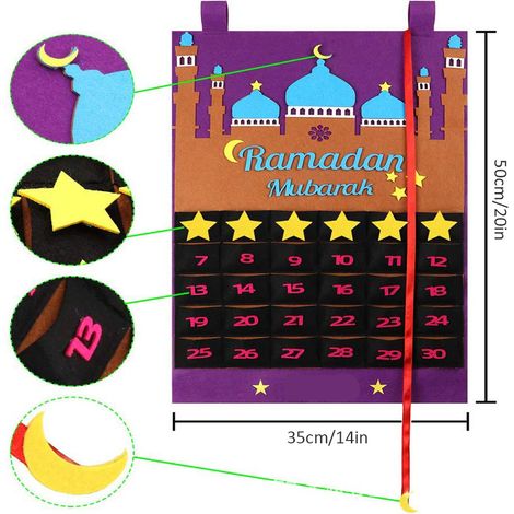 Eid Mubarak Countdown-Kalender, Filz-Adventskalender, Ramadan-Partydekoration (1/5)