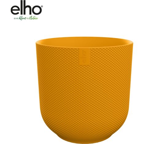 Pot de fleurs rond design moderne intérieur et extérieur jaune ambre Ø 23 x H 21 cm - PANGIVO (1/5)