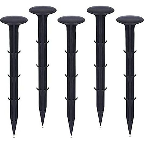 Garden fixing stakes made of plastic, for the garden to secure weed control materials, UV protection (100 pieces, black) (1/4)