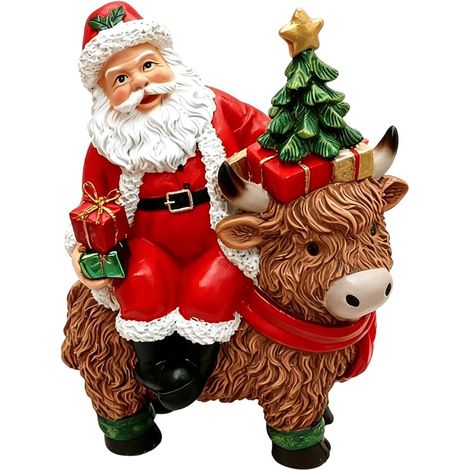 Weihnachtsfiguren und -dekorationen: festliche Kuhstatue des Weihnachtsmanns. (1/5)