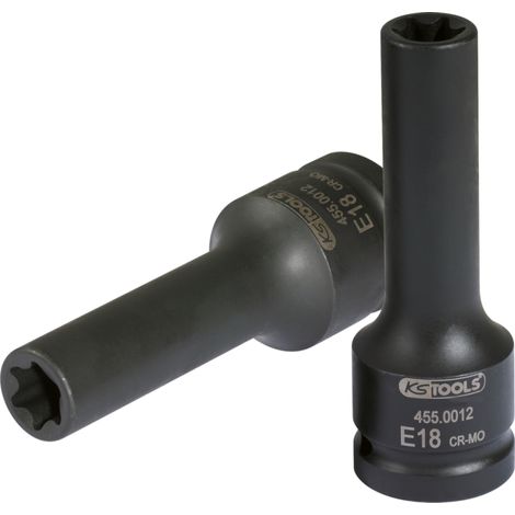 Douille à chocs pour culasse TORX® 3/4'', L.110 mm - E18 - sur carte (1/4)