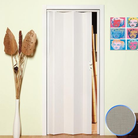 Porta a Soffietto Maya in PVC e Serratura in ABS - Grigio - 83x214 cm