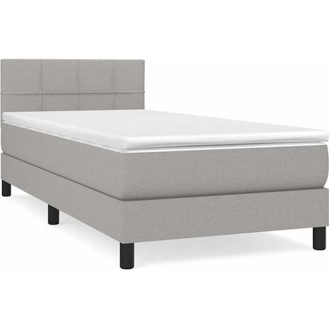 Maison Exclusive - Cama box spring con colchón tela gris claro 80 (1/5)