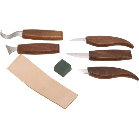 Couteau de Sculpture sur Bois avec Manche en Noyer, Outil de Taille Ergonomique et Anti-Dérapant pour Artisanat du Bois (1/5)