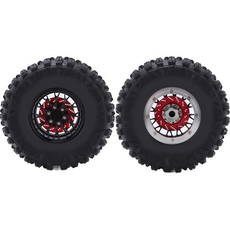 Stück RC-Gummireifen mit rutschfesten Aluminiumfelgen für Traxxas 1/10 Crawler – Schwarz (1/5)