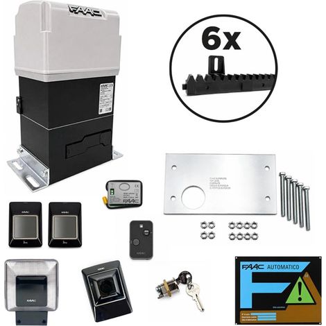 Kit Automazione 230V Bagno d'Olio FAAC PRATICO C KIT 230V SAFE 105940 746 C Z16 Cancello Ante Scorrevoli + 6 mt di cremagliera nylon