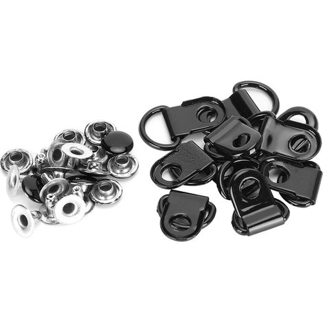 100 jeux de crochets pour lacets, œillets en forme de D, outils de rivetage en laiton pour cuir de chaussure (DIY), noir brillant, 9 x 22 mm (1/5)