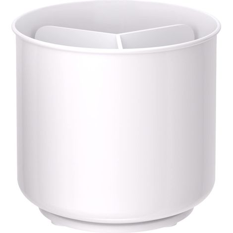 Porte-ustensiles rotatif blanc extra large et robuste avec base lestée sans basculement, séparateur amovible et insert agrippé Antirouille et passe au lave-vaisselle Support d'ustensiles de cuisine (1/5)