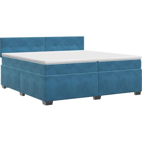 Maison Exclusive - Letto box spring con materasso Blu Scuro 200 x 200 cm Velluto (1/5)