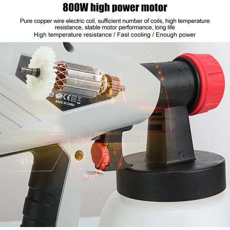 Pistolet de pulvérisation électrique haute pression détachable, réservoir en plastique de 1300 ml, JST81007 800 W, avec buses en cuivre : 1,0 mm et 1,8 mm, 220-240 V, prise standard européenne. (1/5)