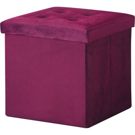 Hobag – Coffre de rangement pouf pliable en velours 38cm – Couleur bordeaux – Rangement esthétique et pratique pour intérieur moderne