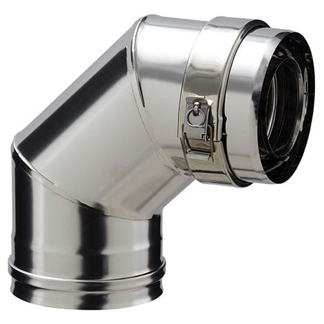 Poujoulat – Coude fumisterie 90° 80/130 – Raccord en acier inoxydable – Pour installation en espaces confinés – Résistant à la chaleur