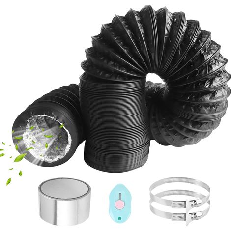 Tuyau d'évacuation 80 mm x 6 m Tube Flexible D'air Gaine Noir (1/5)