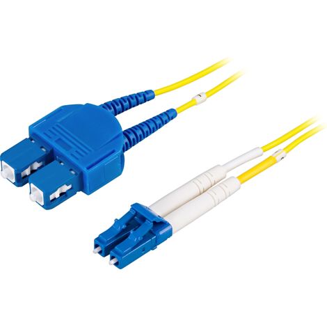 Jarretière fibre optique OS2, LC-SC, duplex, monomode, 0,5 m, pour liaison et raccordement de réseau fibre optique (1/2)