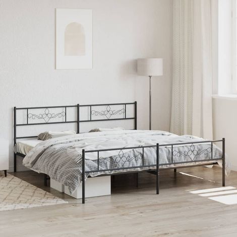 Metallbett ohne Matratze mit Fußteil Schwarz 180x200 cm