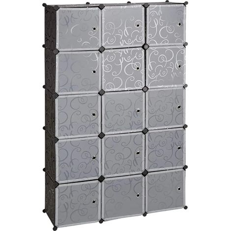 Mensola a cubo, contenitore per armadio, 11 scomparti, 2 aste in plastica nera 1300012623