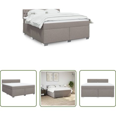 vidaXL Taschenfederkern - Boxspringbett mit Matratze Taupe 180x200 cm Stoff (1/5)