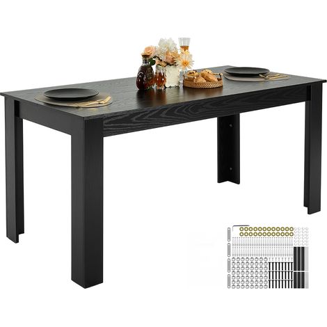 VEVOR Tavolo da Pranzo Rettangolare da 1600  mm di Lunghezza, Tavoli Grandi in Legno, Capacita di Peso 150 kg Mobili da Pranzo Moderni, per Cucina di Casa Soggiorno, Nero, Solo Tavolo