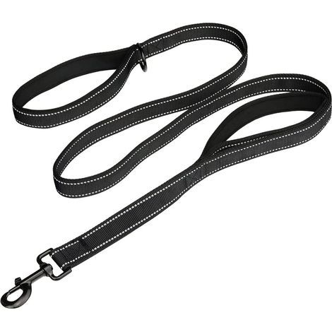 Grande laisse pour chien, 1,5 m Double poignées Laisse pour chien en nylon robuste et robuste avec 2 poignées rembourrées (1/5)