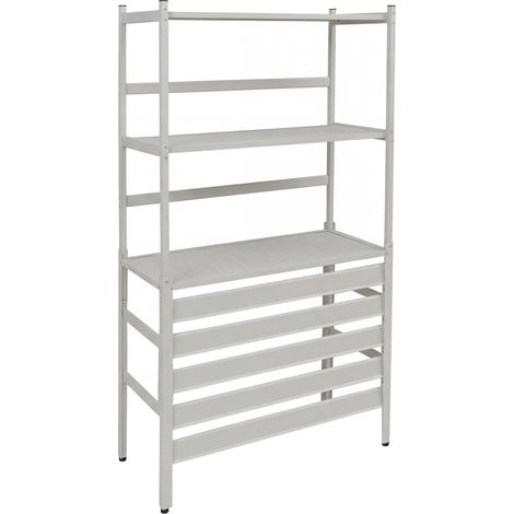 [NON UTILIZZATO] Copertura in alluminio per climatizzatore/pompa di calore HHG-564, copertura griglia e ripiani 163x90x38 cm, bianco