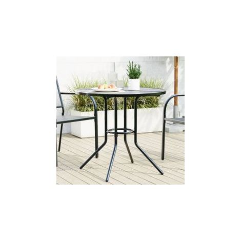 Table de patio ronde anthracite acier enduit de poudre