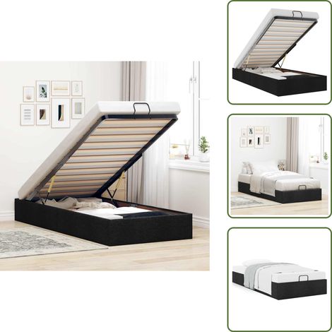 Cadre de lit ottoman sans matelas noir 90x190 cm tissu - Cadre De Lit Ottoman - Cadres De Lit Ottomans - Cadre De Lit - Cadre De Lit Avec Rangement (1/5)